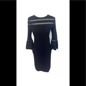 ELIZA J Bell Sleeve W/Mesh inserts Black PM Dress